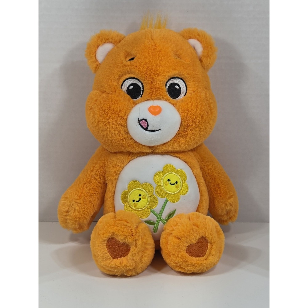 Care Bears Friend Bear Orange 14" Plush Yellow Happy Flowers